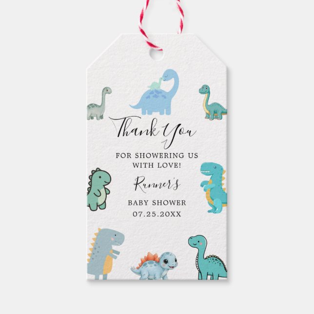 Little Dinosaur Cute Baby Shower Geschenkanhänger (Vorderseite)