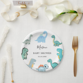 Little Dinosaur Cute Baby Shower Pappteller