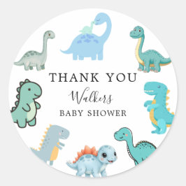Little Dinosaur Cute Baby Shower Runder Aufkleber