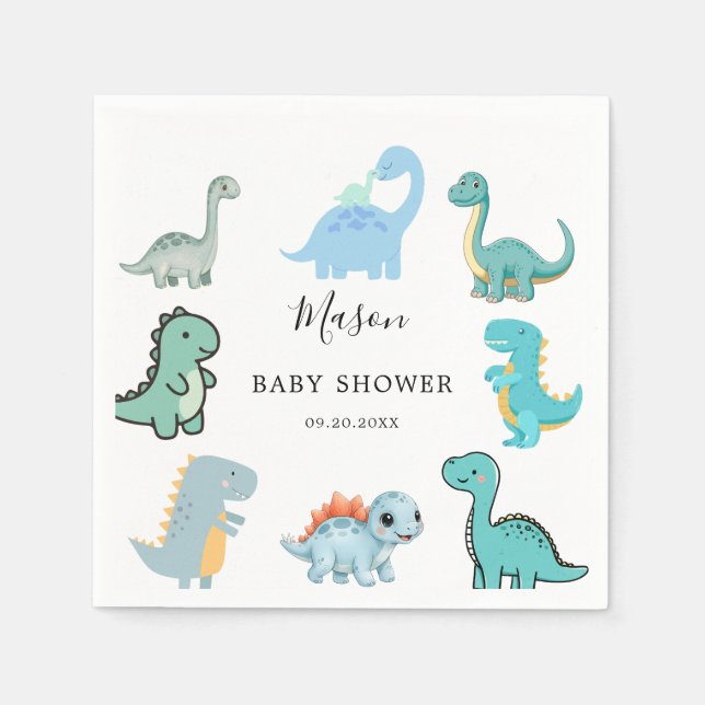 Little Dinosaur Cute Baby Shower Serviette (Vorderseite)