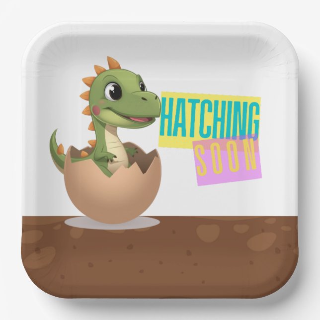 Little Dinosaur Hatching Soon Pappteller (Vorderseite)