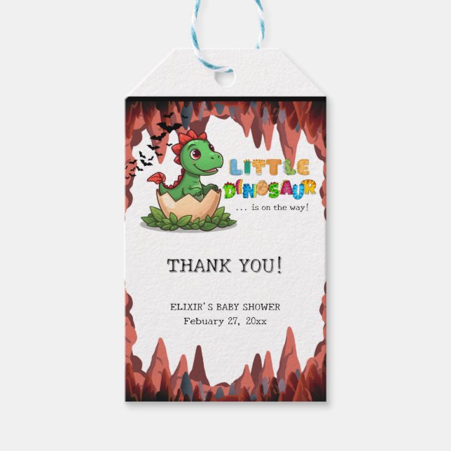Little Dinosaur Is on the Way Geschenkanhänger (Vorderseite)