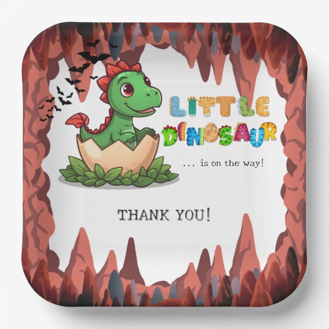 Little Dinosaur Is on the Way Pappteller (Vorderseite)
