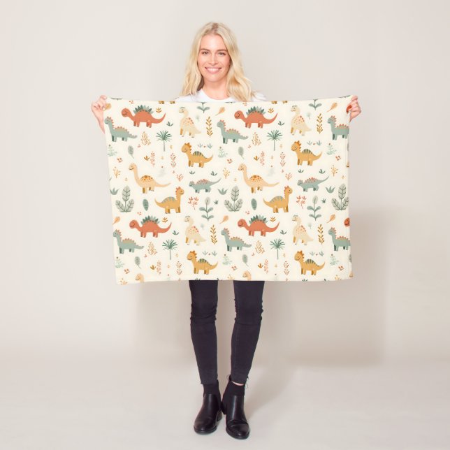 Little Dinosaurier Beige neutrale Tones Fleecedecke (Beispiel)