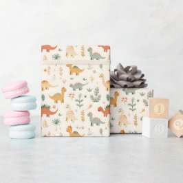 Little Dinosaurier Beige neutrale Tones Geschenkpapier