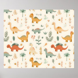 Little Dinosaurier Beige neutrale Tones Poster