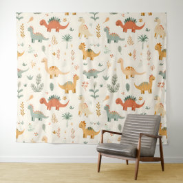 Little Dinosaurier Beige neutrale Tones Wandteppich