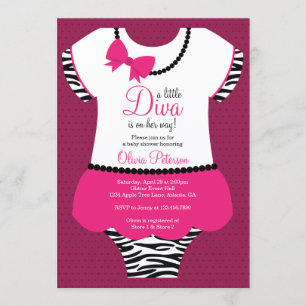 Little Diva Baby Shower Invitation, Zebra, Pink Einladung