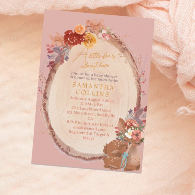 Little Doe Rustic Girl Woodland Floral Baby Dusche Einladung (Von Creator hochgeladen)