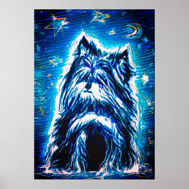 Little Doggy in blau Poster (Vorne)