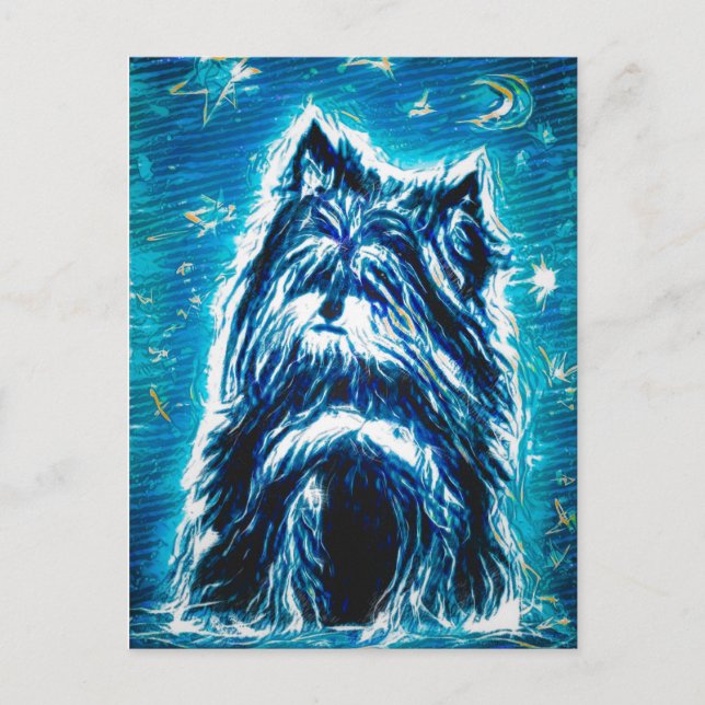 Little Doggy in blau Postkarte (Vorderseite)