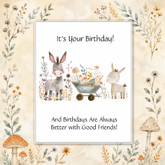 Little Donkeys Happy Birthday Business | Postkarte