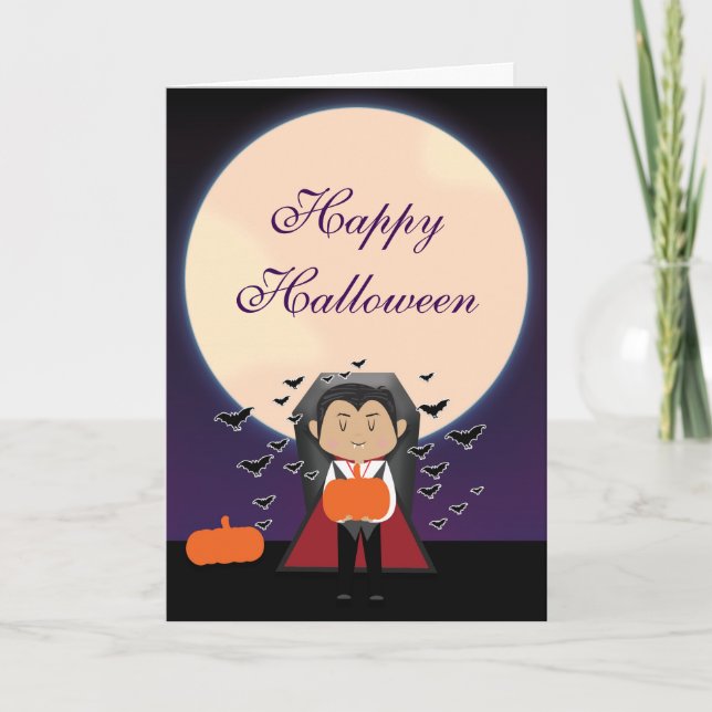 Little Dracula Vampire Kids Halloween Faltkarte Karte (Vorderseite)