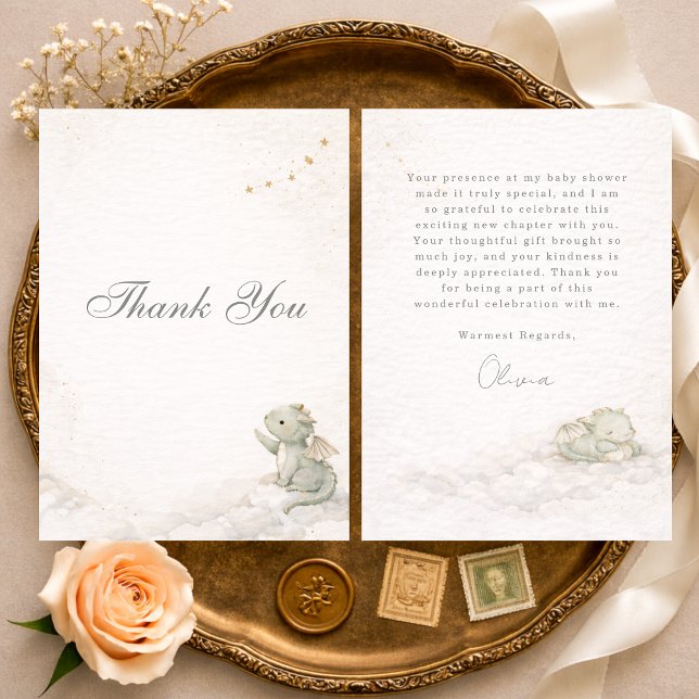 Little Dragon Almost Here Baby Shower Dankeskarte (Von Creator hochgeladen)