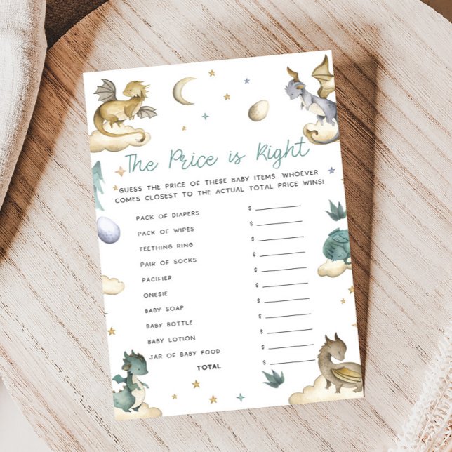 Little Dragon Baby Shower Price is Right Game (Dragon Baby Shower Game)