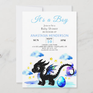 Little Dragon Egg Boy Baby Dusche Einladung