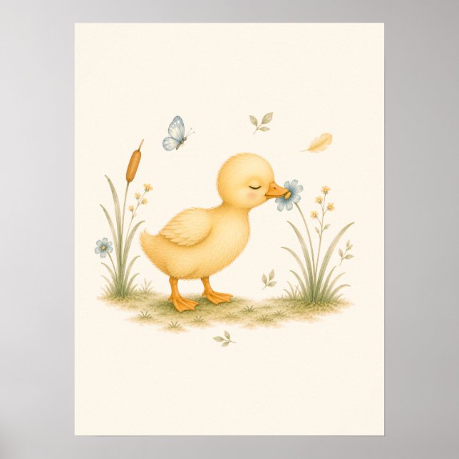 Little Duck & Wildflower Nursery Poster (Vorne)