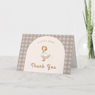Little Duckling Farm Animal Gingham Baby Shower Dankeskarte