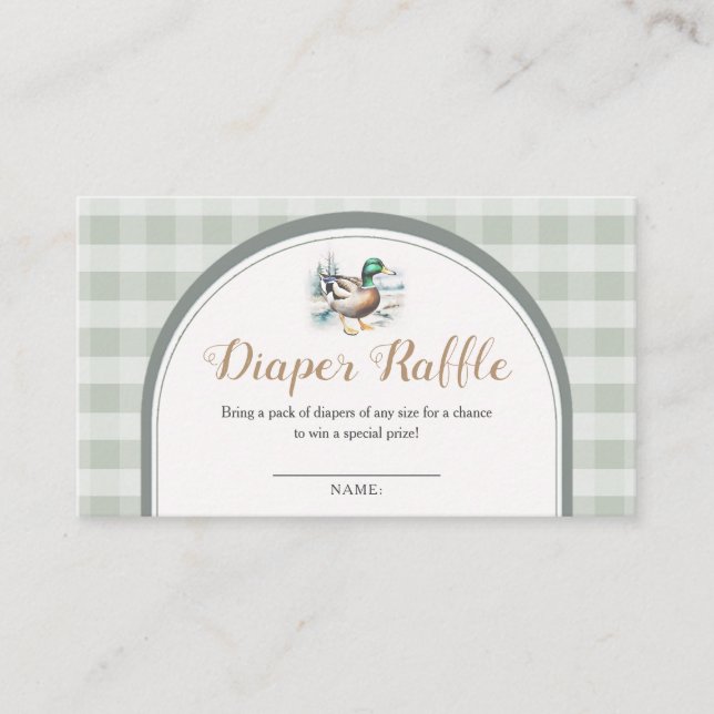 Little Duckling Gingham Baby Duwer Diaper Raffle Begleitkarte (Vorderseite)