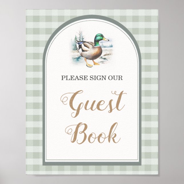 Little Duckling Gingham Baby Shower Gästebuch (Vorne)