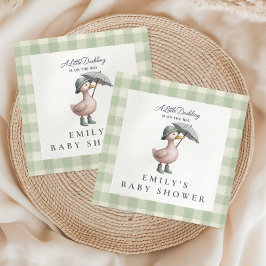 Little Duckling Green Gender Neutral Baby Shower Serviette