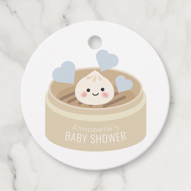 Little Dumpling Baby Dusche Blue Vielen Dank Geschenkanhänger (Vorderseite)