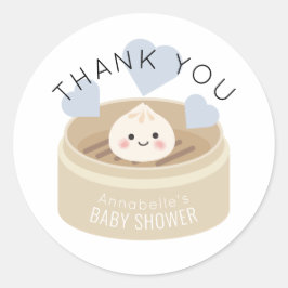 Little Dumpling Blue Baby Dusche Danke Runder Aufkleber