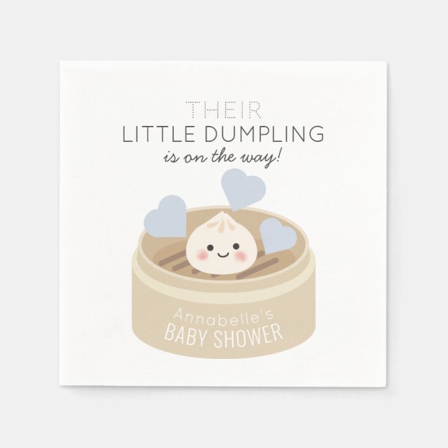 Little Dumpling Blue Baby Dusche Napkins Serviette (Vorderseite)