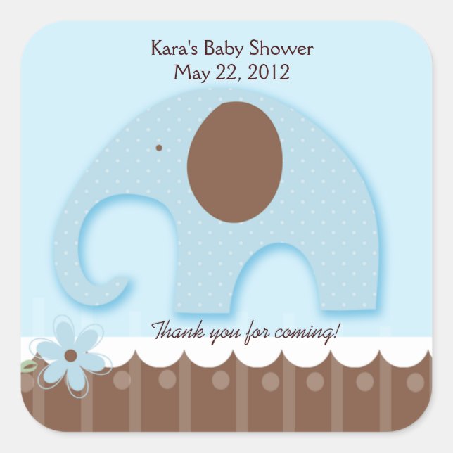 Little Elephant Blue SQUARE Gevor Sticker (Vorderseite)