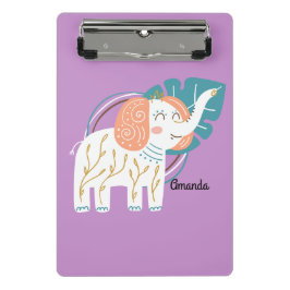 Little Elephant Boho Individuelle Name Mini Klemmbrett