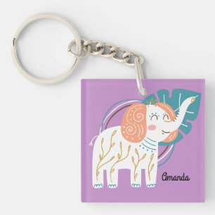Little Elephant Boho Individuelle Name Schlüsselanhänger
