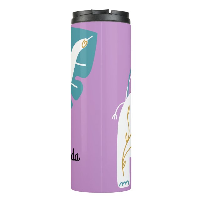Little Elephant Boho Individuelle Name Thermosbecher (Rückseite)