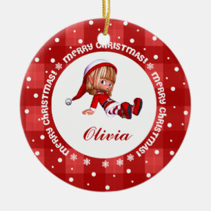 Little Elf Doll Custom Christmas Keramikornament