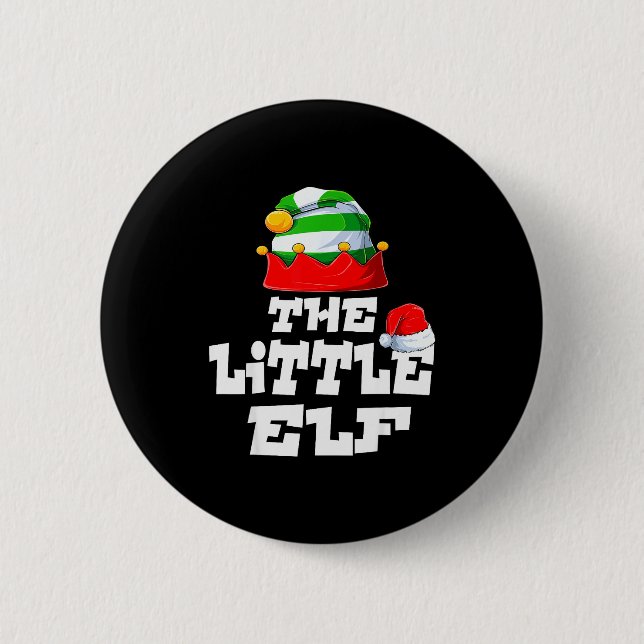 Little Elf Family Matching Christmas Group Pajama  Button (Vorderseite)