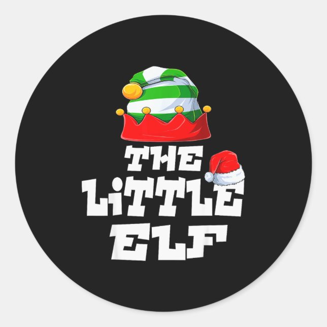 Little Elf Family Matching Christmas Group Pajama  Runder Aufkleber (Vorderseite)