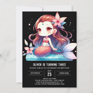 Little Enchanted Mermaid Birthday Einladung
