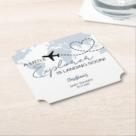 Little Explorer Adventure Blue Baby Shower Untersetzer