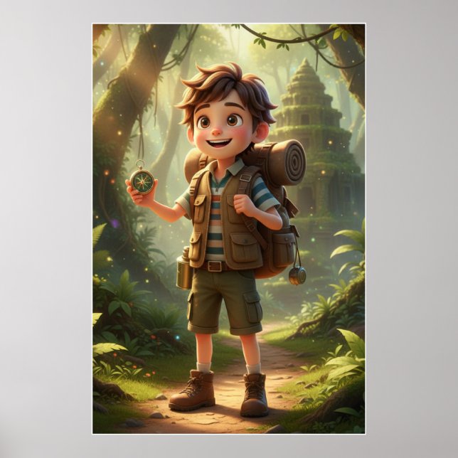 Little Explorer Jungle Adventure Art Poster (Devant)