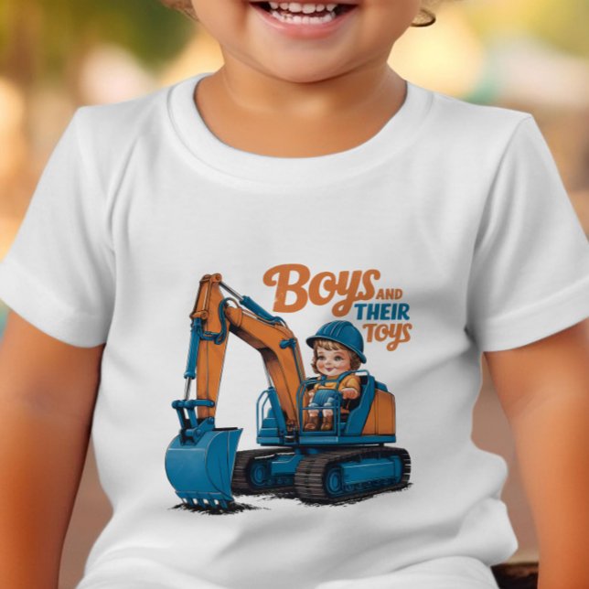 Little Explorer Riding Blue Construction Beast Kleinkind T-shirt (Von Creator hochgeladen)