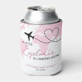 Little Explorer World Map Pink Baby Shower Dosenkühler