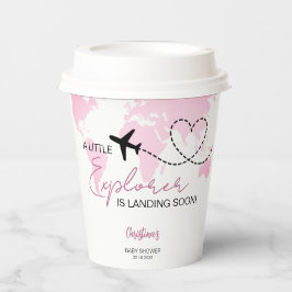 Little Explorer World Map Pink Baby Shower Pappbecher