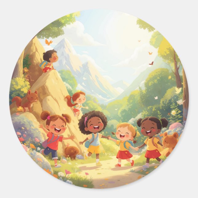 "Little Explorers" Naturerlebnisaufkleber Runder Aufkleber (Vorderseite)