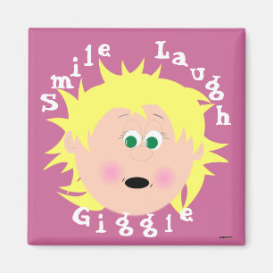 Little Faces Blonde Green Eyes Girl Magnet