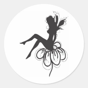 Little Fairy auf einer Blume Runder Aufkleber