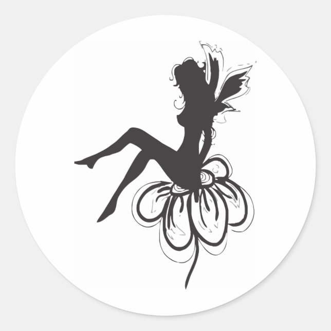 Little Fairy auf einer Blume Runder Aufkleber (Vorderseite)