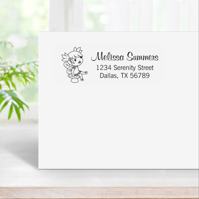 Little Fairy auf einer Toadstool-Adresse Gummistempel (Von Creator hochgeladen)
