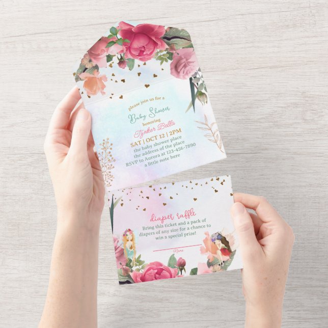 Little Fairy Baby Girl Dusche All In One Einladung (Abreißen)
