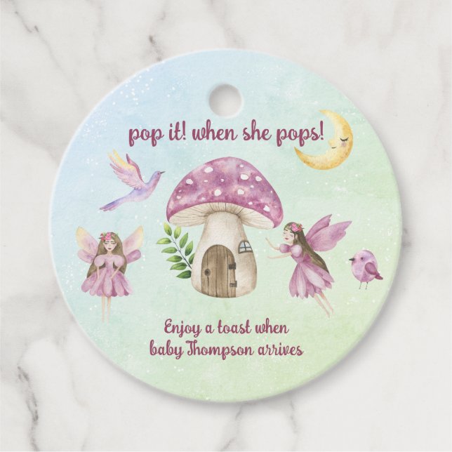 Little Fairy Baby shower - Pop it when she pops! Geschenkanhänger (Vorderseite)