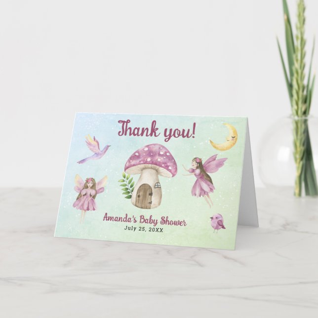 Little Fairy Baby Shower Thank you for coming  Dankeskarte (Vorderseite)