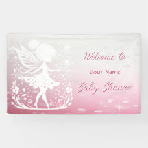 Little Fairy Floral Baby Shower Banner